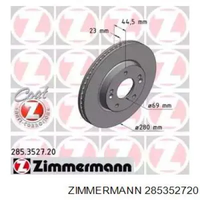 Диск переднього гальма Zimmermann 285352720 ціна, від 50.84 USD