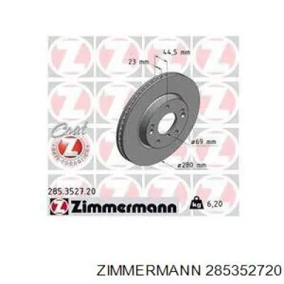 285352720 Zimmermann диск гальмівний передній