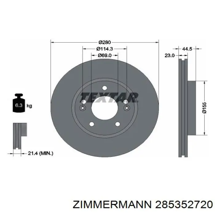Гальмівні диски передні 285352720 Zimmermann