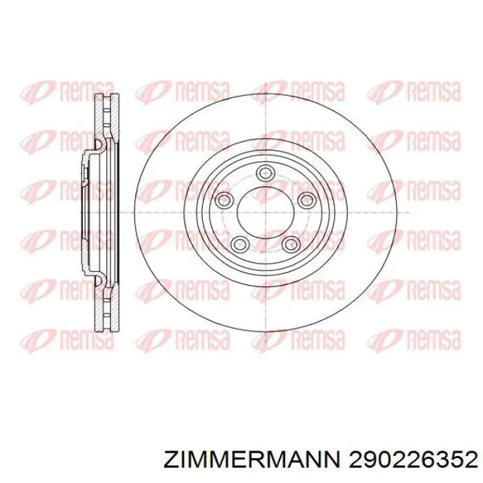 Диск гальмівний передній Zimmermann 290226352