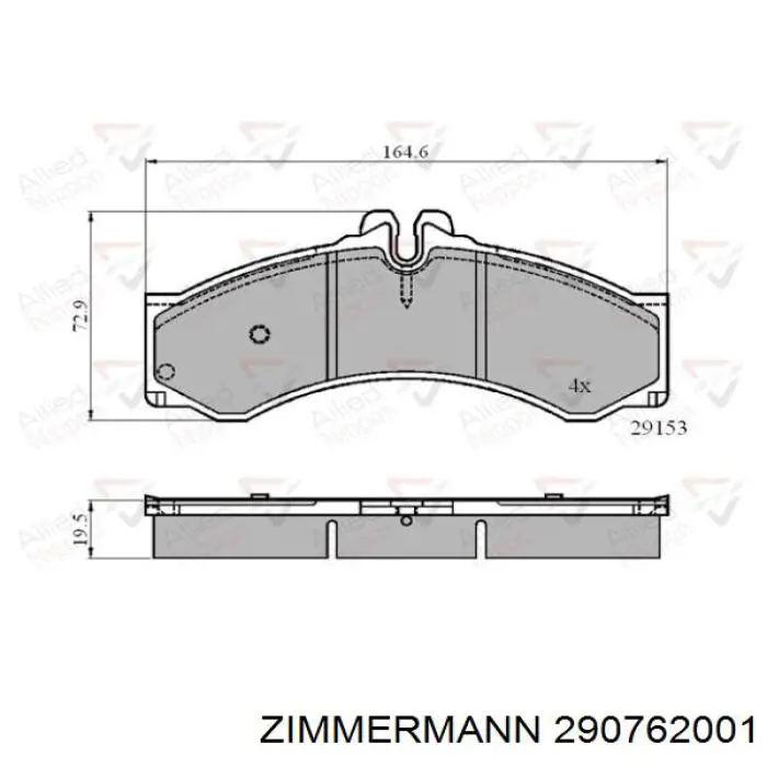 Купити 290762001 Zimmermann Колодки гальмівні передні, дискові