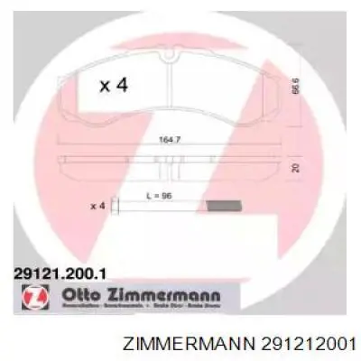 Задні гальмівні колодки Zimmermann 291212001 ціна, від 20.64 USD