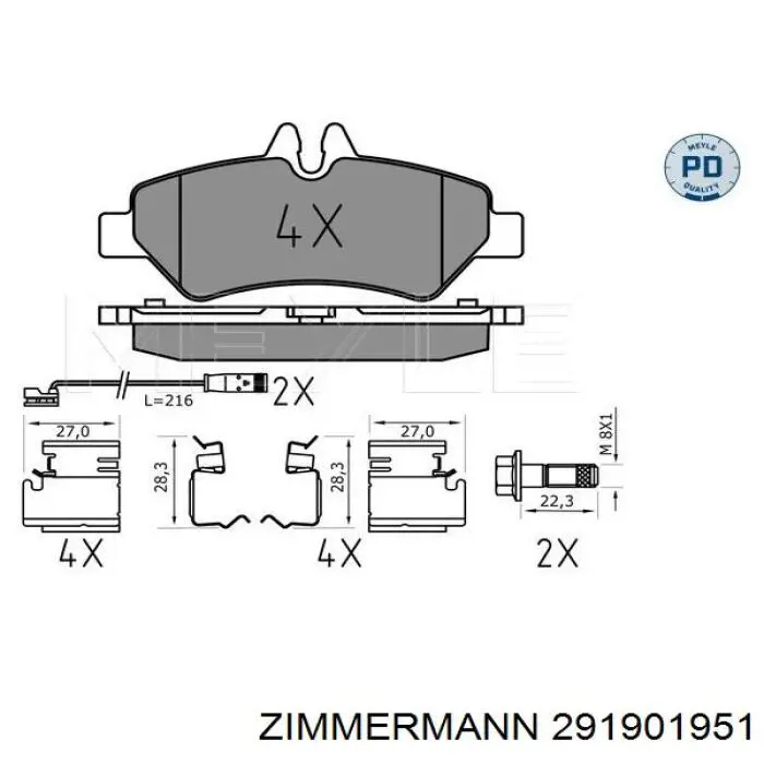 Задні гальмівні колодки 291901951 Zimmermann