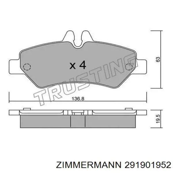Задні гальмівні колодки Zimmermann 291901952 ціна, від 19.56 USD