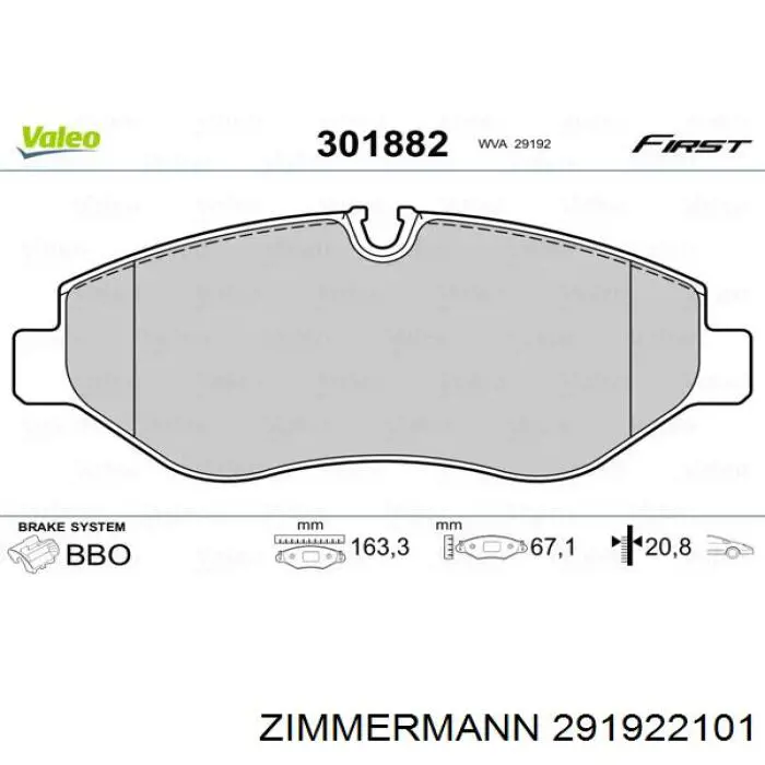 Гальмівні колодки Zimmermann 291922101 ціна, від 31.39 USD