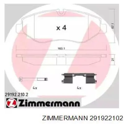 291922102 Zimmermann колодки гальмівні передні, дискові