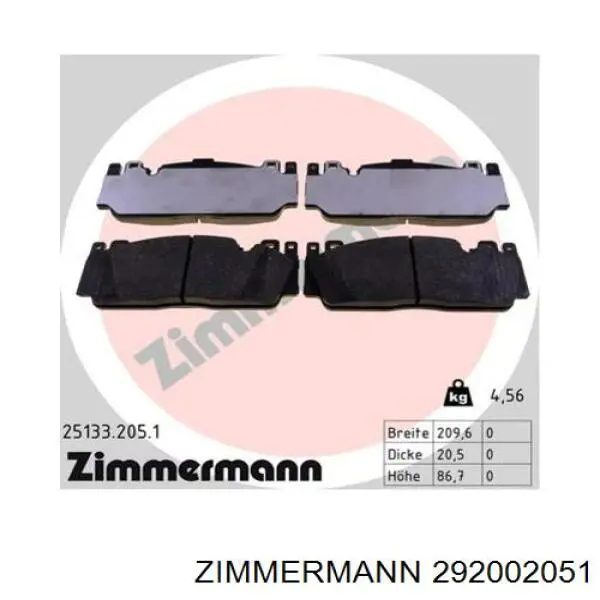 Купити 292002051 Zimmermann Колодки гальмівні передні, дискові