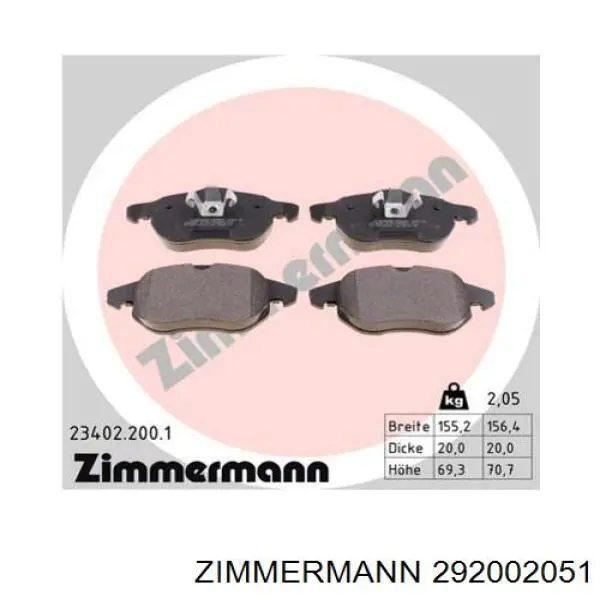 Гальмівні колодки Zimmermann 292002051 ціна, від 29.38 USD