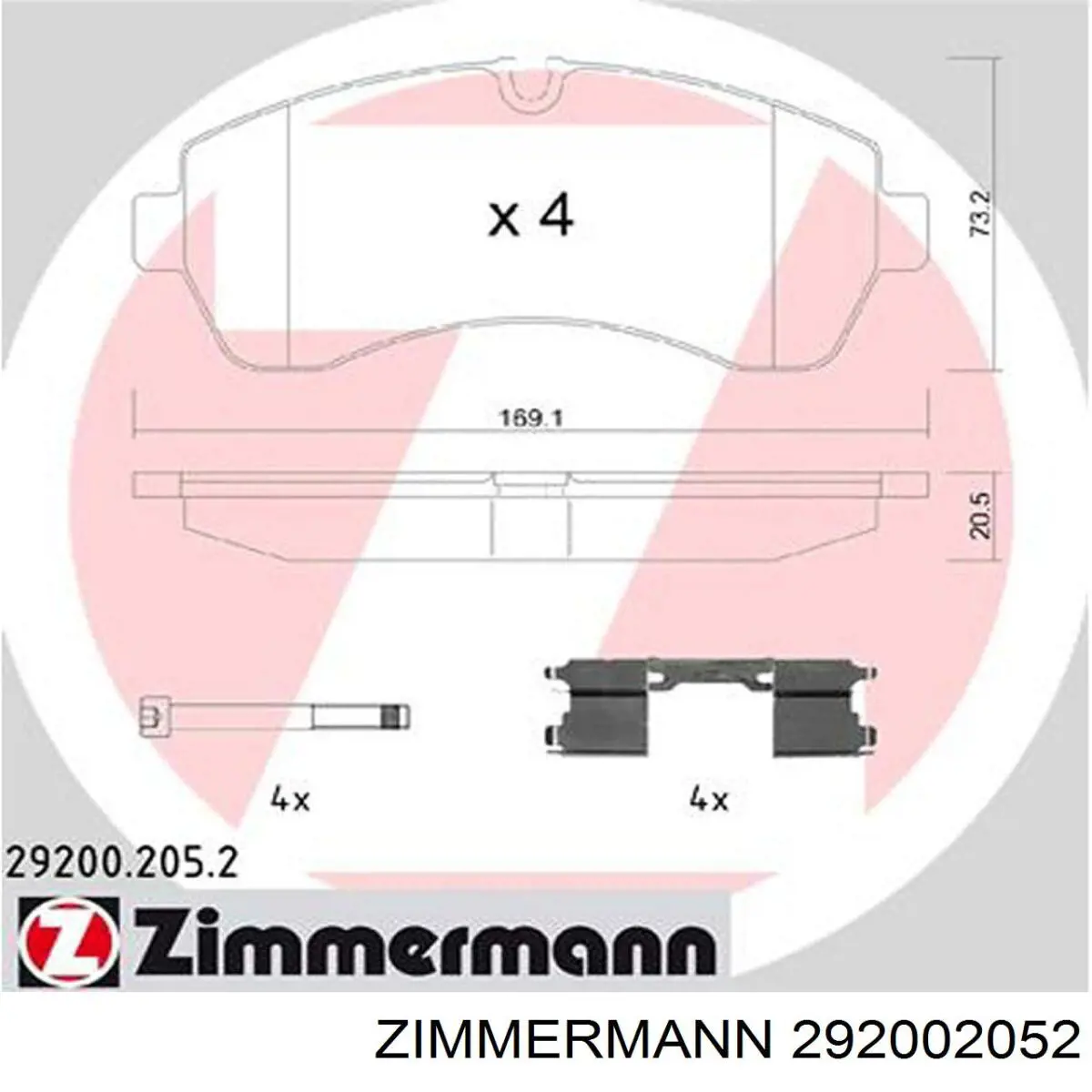 292002052 Zimmermann колодки гальмівні передні, дискові