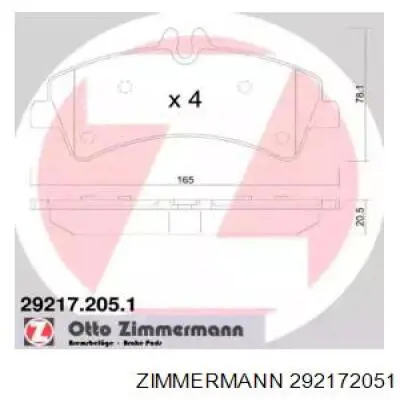 292172051 Zimmermann колодки гальмові задні, дискові