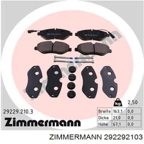 Колодки гальмівні передні, дискові 292292103 Zimmermann