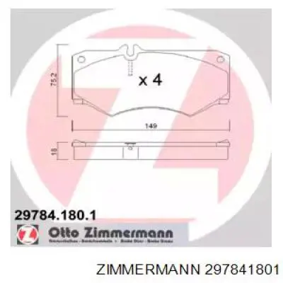 297841801 Zimmermann колодки гальмівні передні, дискові