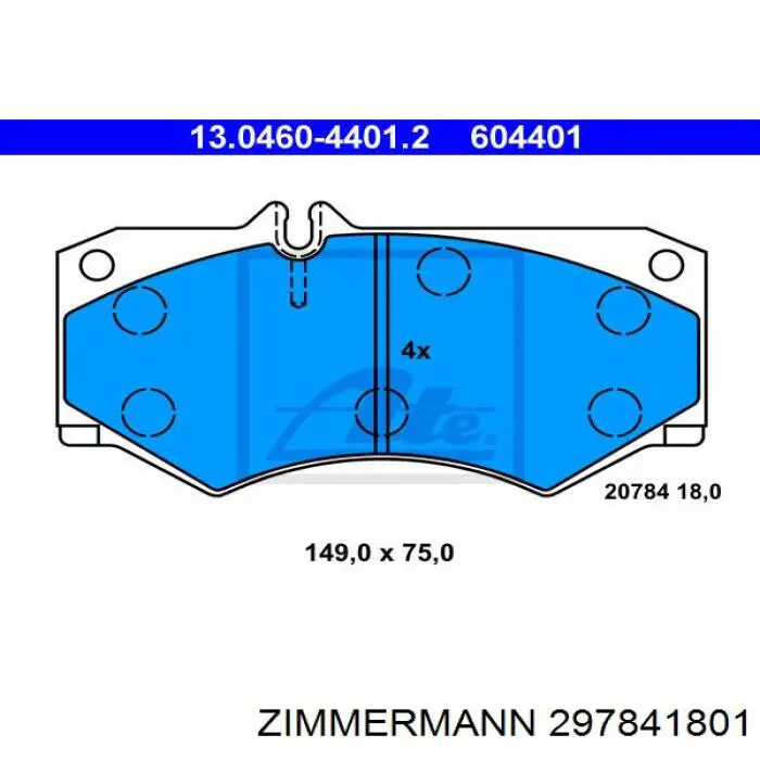 Купити 297841801 Zimmermann Колодки гальмівні передні, дискові