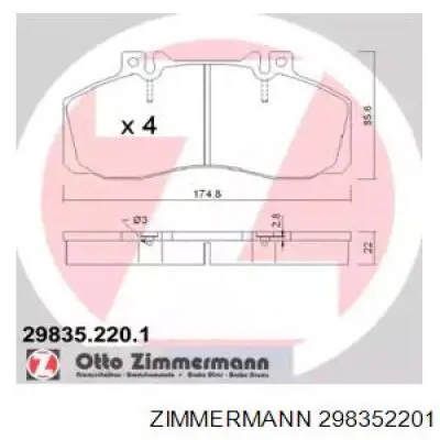 Колодки гальмові задні, дискові 298352201 Zimmermann