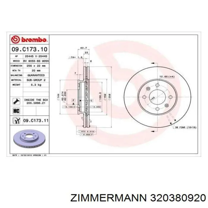 Диск переднього гальма Zimmermann 320380920 ціна, від 32.70 USD