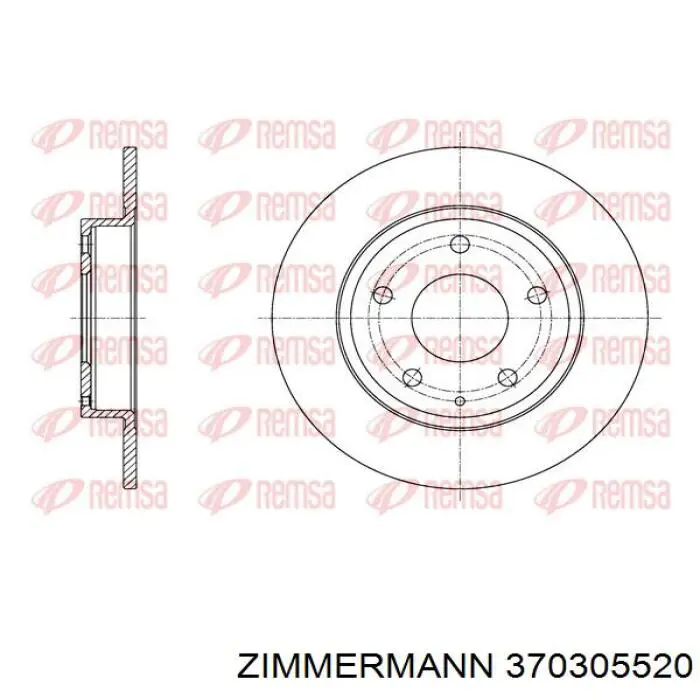 Купити 370305520 Zimmermann Диск заднього гальма