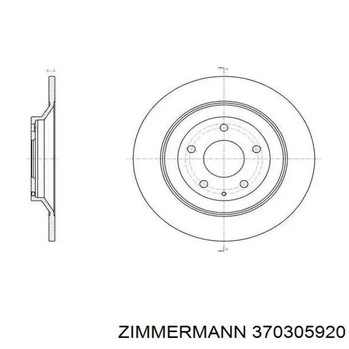 Купити 370305920 Zimmermann Диск заднього гальма