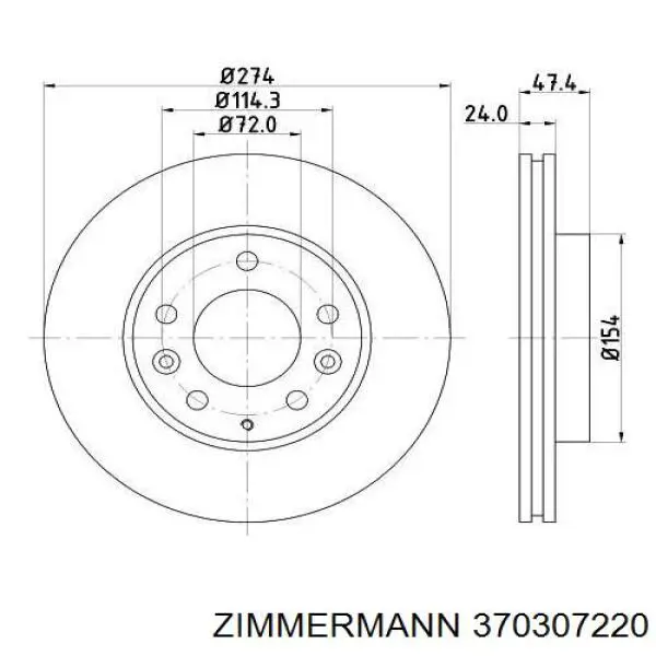 Гальмівні диски передні 370307220 Zimmermann