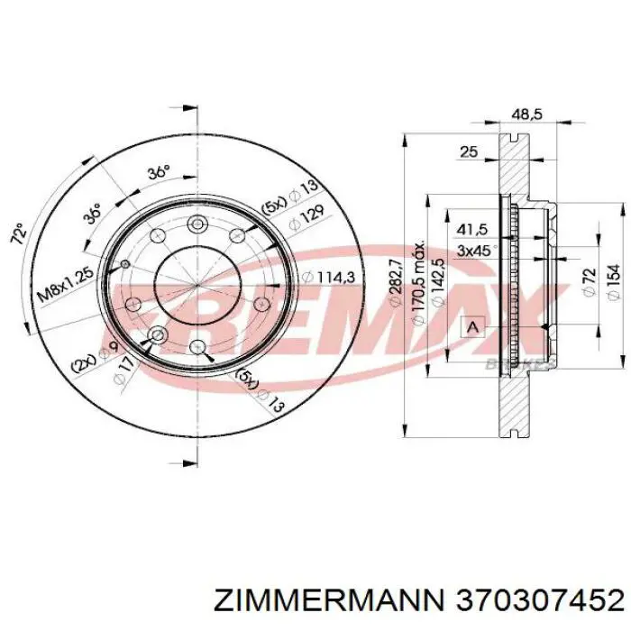 Гальмівні диски передні 370307452 Zimmermann