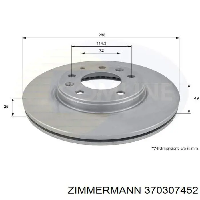 370307452 Zimmermann Гальмо дискове переднє