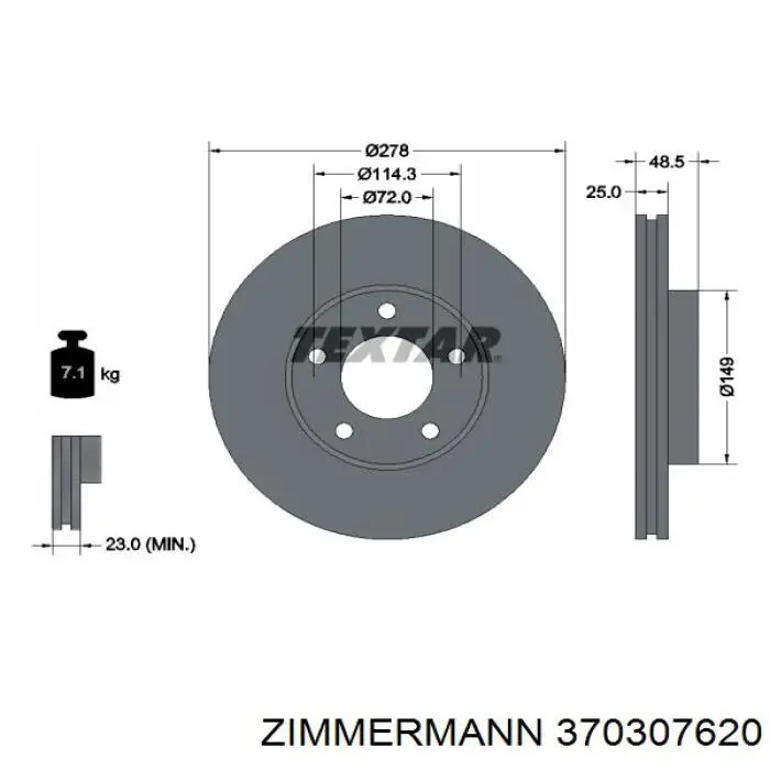 Гальмівні диски передні 370307620 Zimmermann