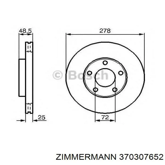 Диск гальмівний передній Zimmermann 370307652