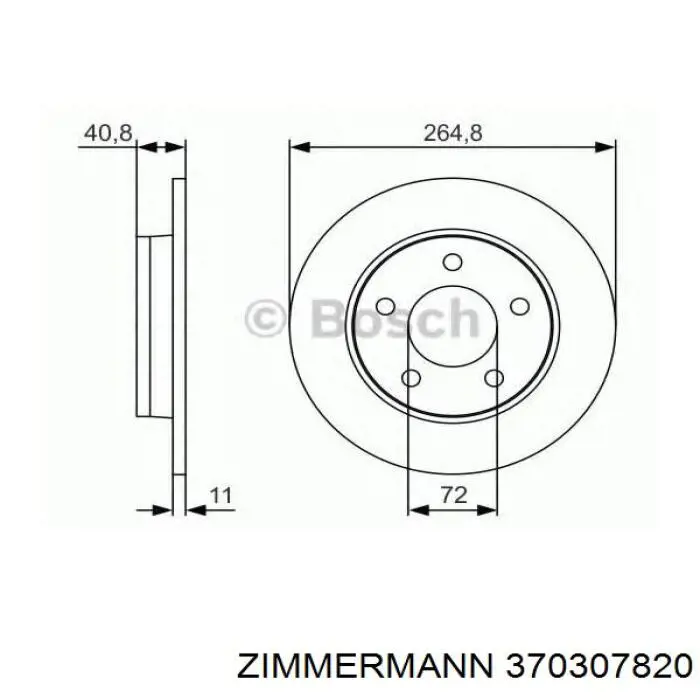 Купити 370307820 Zimmermann Диск заднього гальма