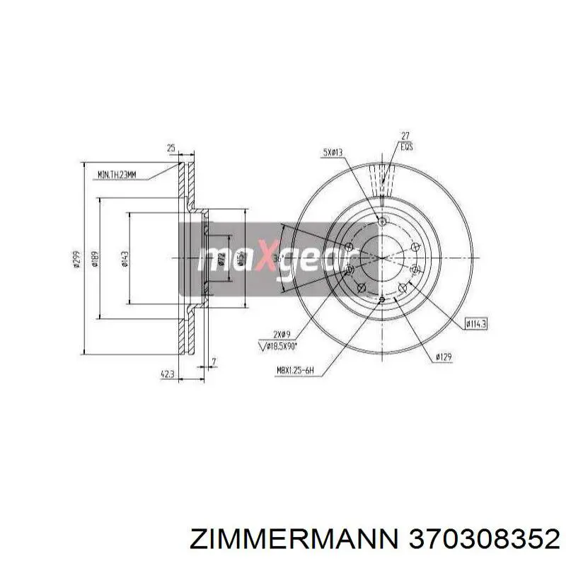 Гальмівні диски передні 370308352 Zimmermann