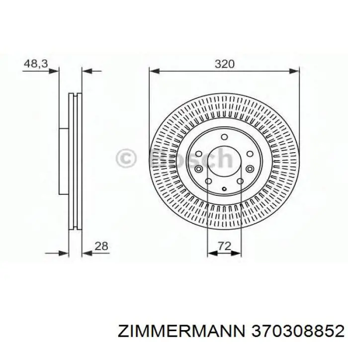 Диск гальмівний передній Zimmermann 370308852
