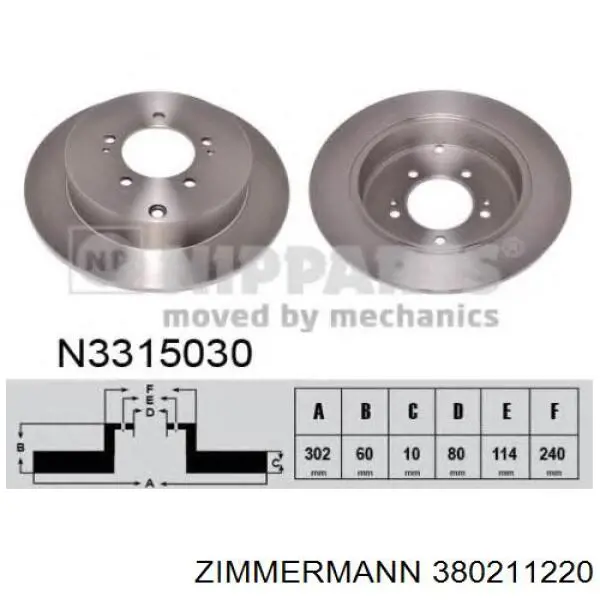 Диск гальмівний задній Zimmermann 380211220
