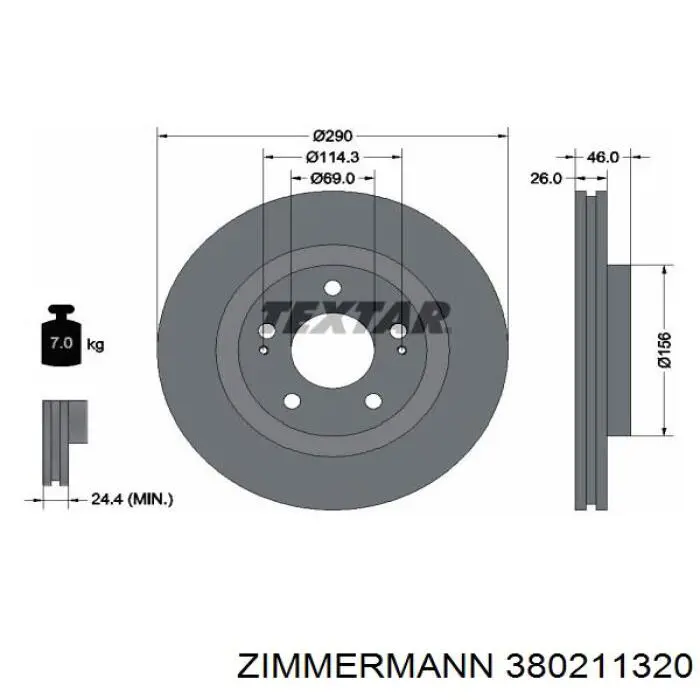 380211320 Zimmermann Гальмо дискове переднє