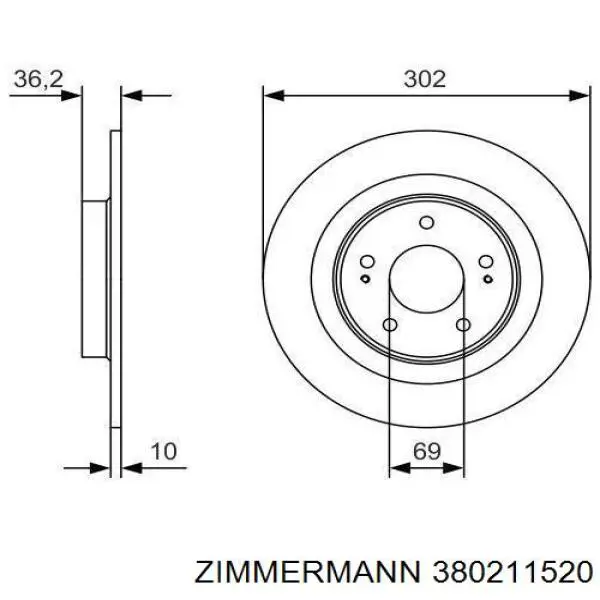 Купити 380211520 Zimmermann Диск заднього гальма