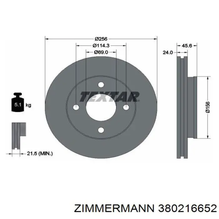 380216652 Zimmermann Гальмо дискове переднє