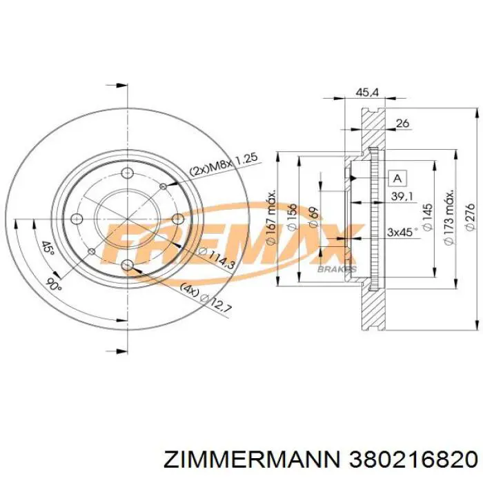 380216820 Zimmermann Гальмо дискове переднє