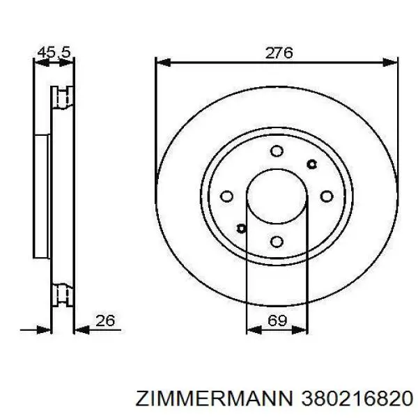 Диск переднього гальма Zimmermann 380216820 ціна, від 37.31 USD