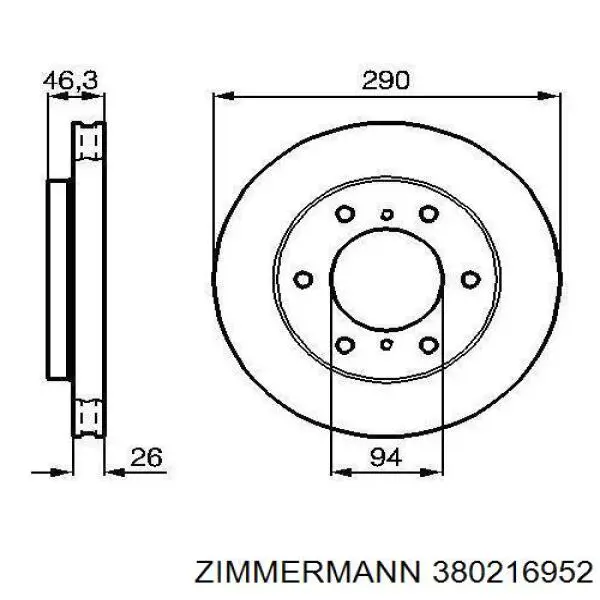 Диск переднього гальма Zimmermann 380216952 ціна, від 35.52 USD