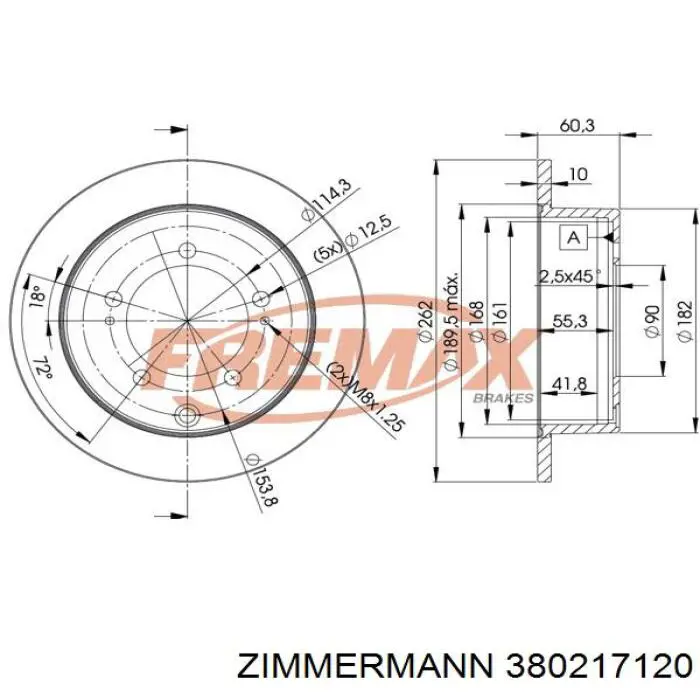 Диск гальмівний задній Zimmermann 380217120