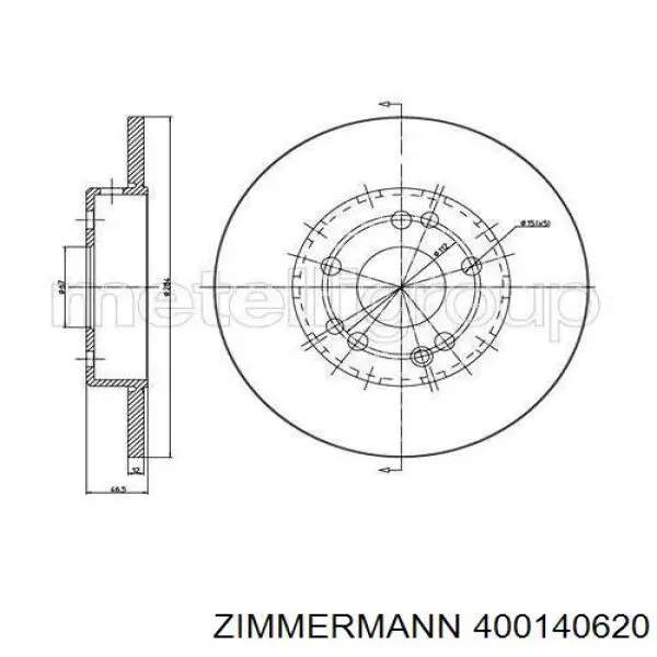 Диск переднього гальма Zimmermann 400140620 ціна, від 29.27 USD