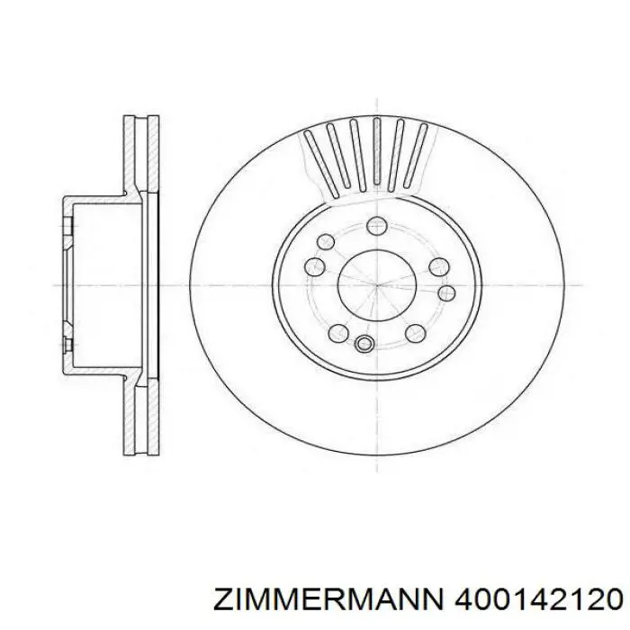 Диск переднього гальма Zimmermann 400142120 ціна, від 66.44 USD