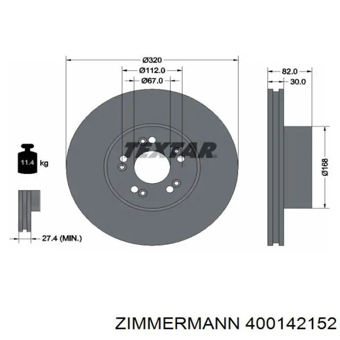 Купити 400142152 Zimmermann Ротор гальмівний