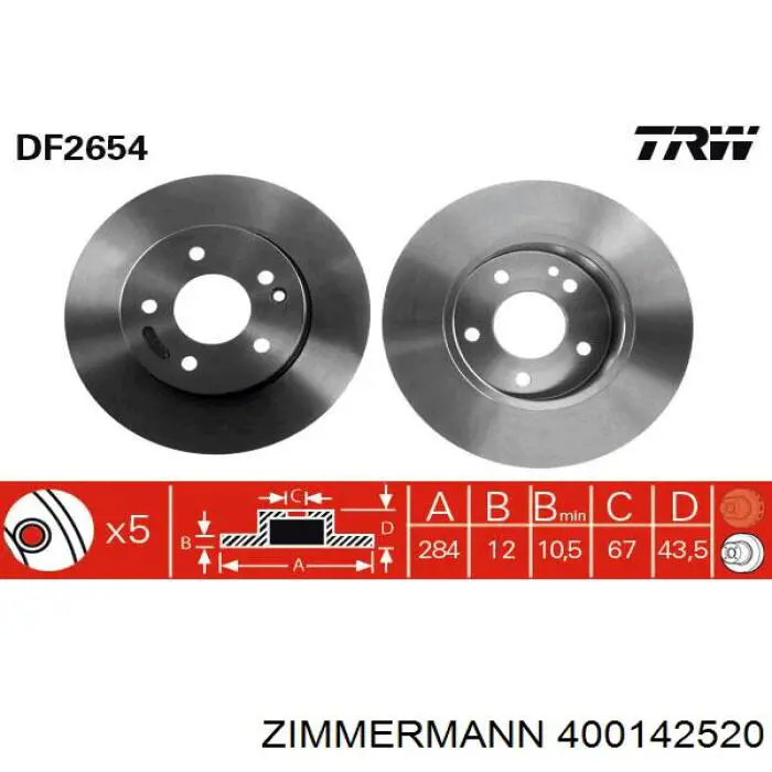 Гальмівні диски передні 400142520 Zimmermann