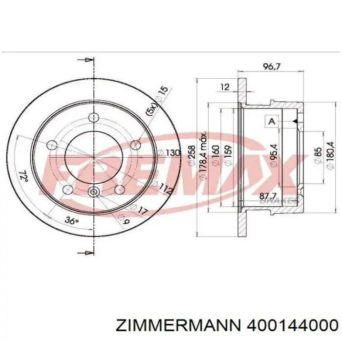 Купити 400144000 Zimmermann Диск заднього гальма