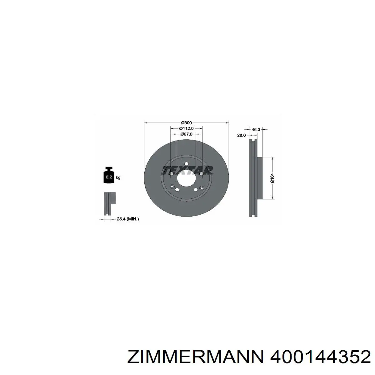 400144352 Zimmermann Гальмо дискове переднє