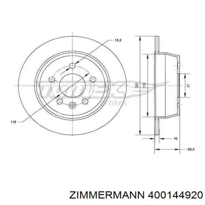 Купити 400144920 Zimmermann Диск заднього гальма