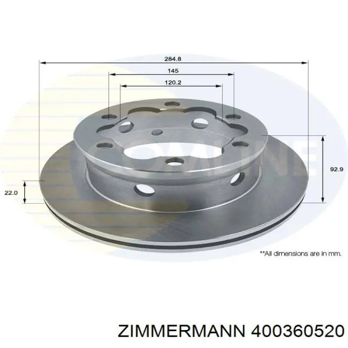 Диск гальмівний задній Zimmermann 400360520