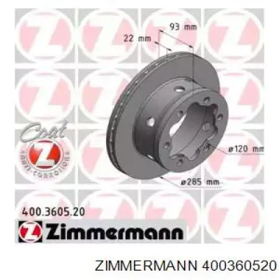 Диск гальмівний задній 400360520 Zimmermann