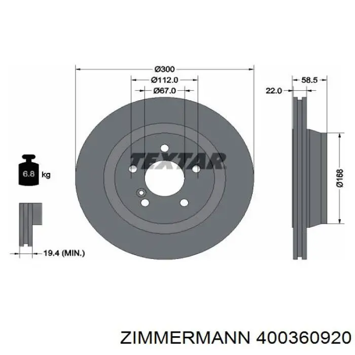 Задні дискові гальма Zimmermann 400360920 ціна, від 40.88 USD