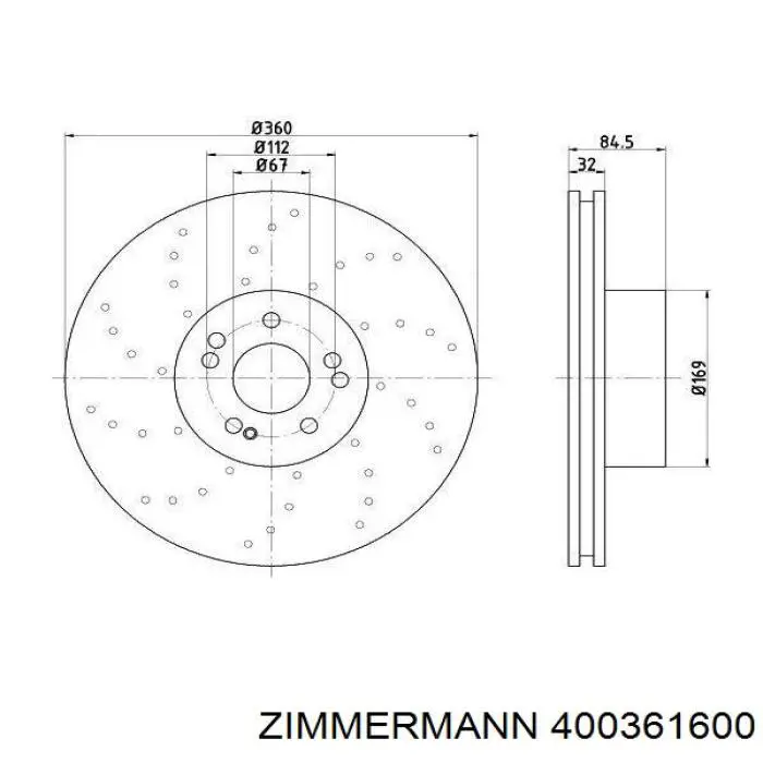400361600 Zimmermann диск гальмівний передній