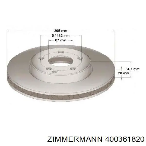 Диск переднього гальма Zimmermann 400361820 ціна, від 48.43 USD