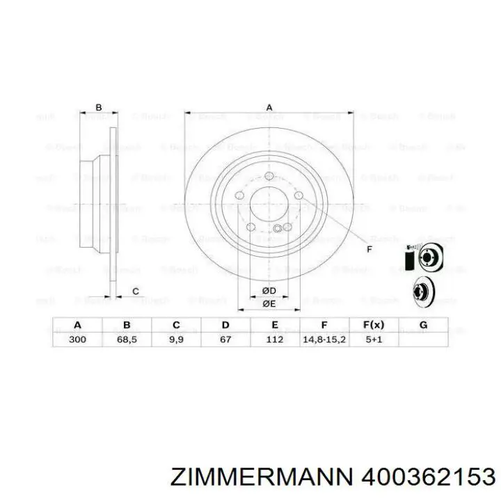 Купити 400362153 Zimmermann Диск заднього гальма